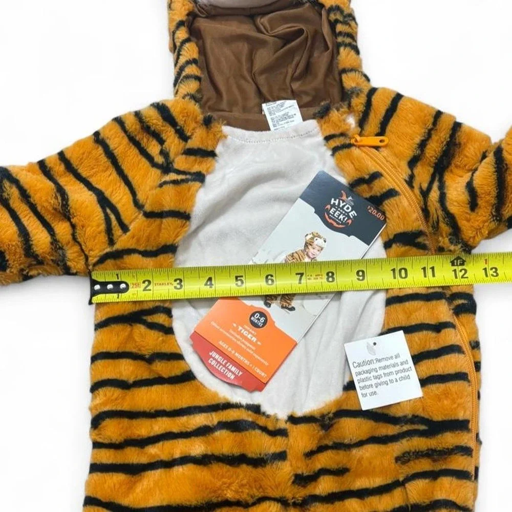NWT Tiger Plush Bodysuit Costume Cosplay Safari Halloween Kids 0-6M Hyde & Eek